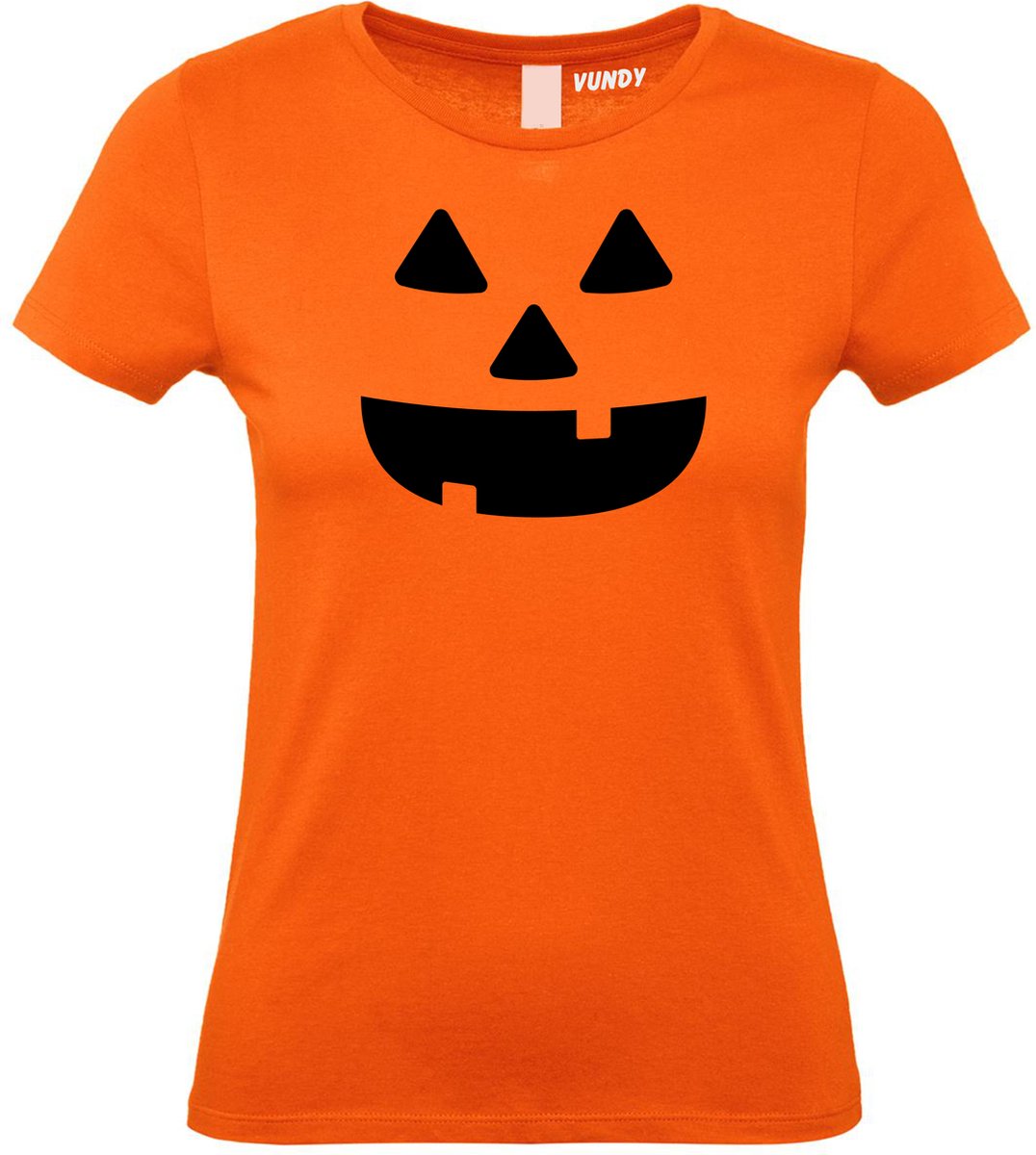 Dames t-shirt Halloween Pumpkin Face | Halloween kostuum kind dames heren | verkleedkleren meisje jongen | Oranje | maat XS